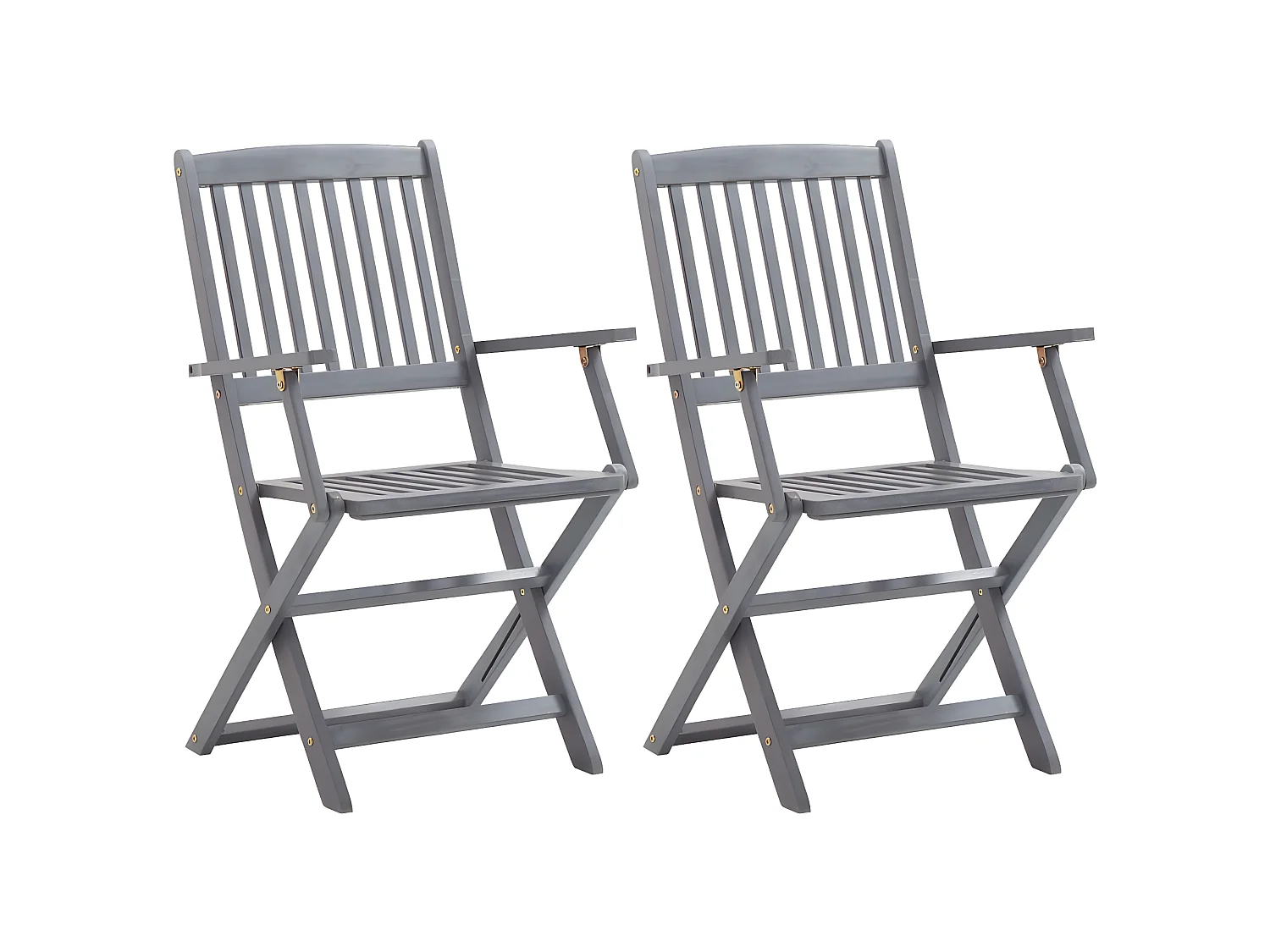 Chaises pliables d'extérieur 2 pcs avec coussins Bois d'acacia SEF72524