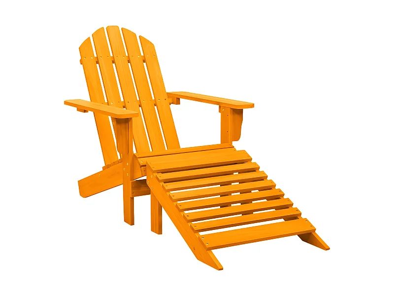 Cadeira Adirondack p/ jardim com otomano abeto maciço laranja PT468393