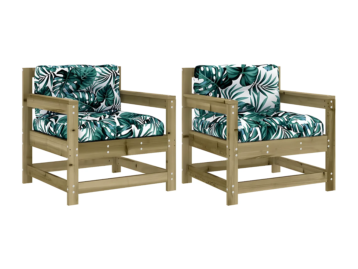 Sillones de jardín con cojines 2 uds madera de pino impregnada ES31104