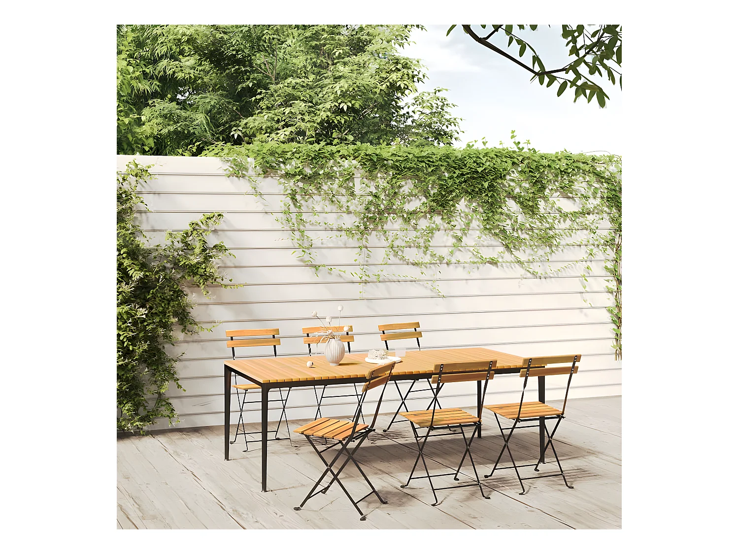 Chaises pliables de jardin 6 pcs Acier et bois d'acacia massif SEF74720