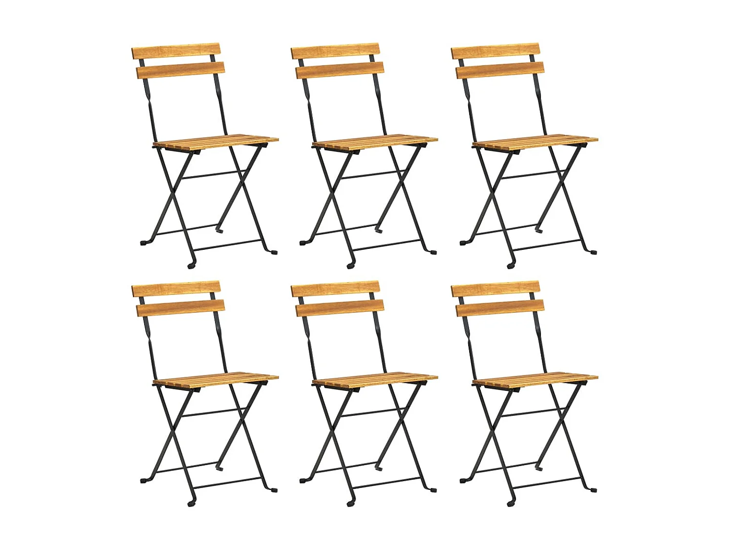 Chaises pliables de jardin 6 pcs Acier et bois d'acacia massif SEF74720