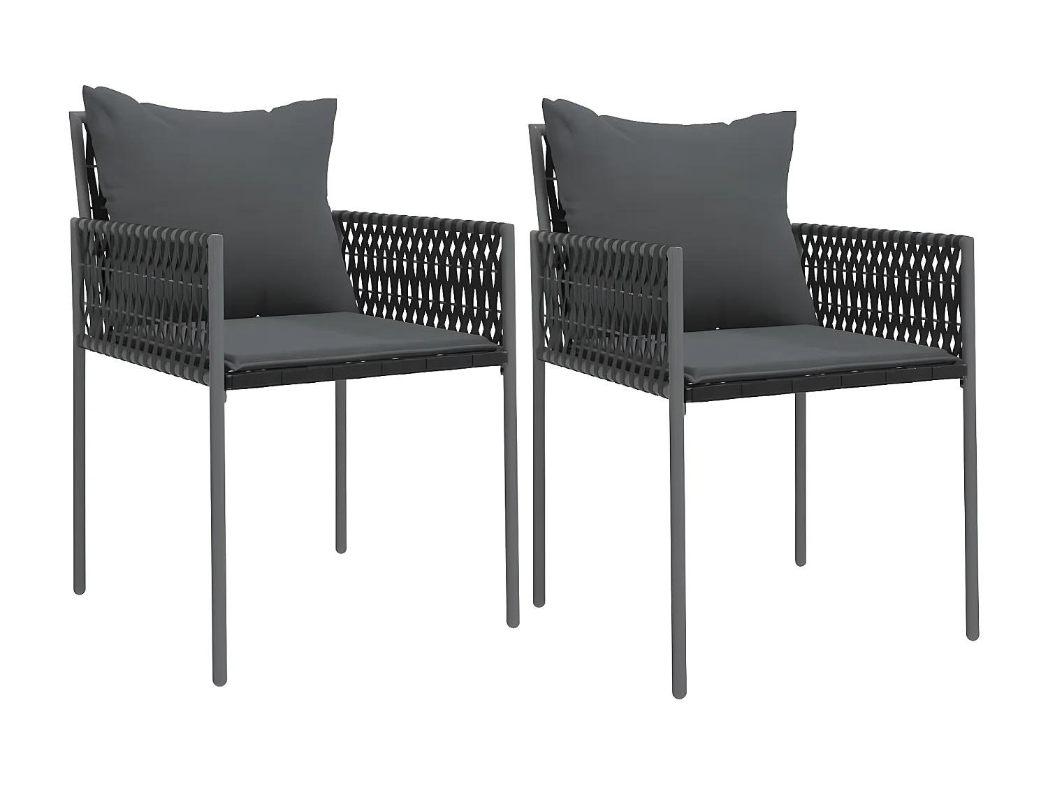 Cadeiras jardim c/ almofadões 2 pcs 54x61x83 cm vime PE preto PT708220