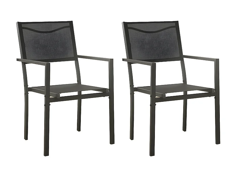 Chaises de jardin 2 pcs Textilène et acier Noir et anthracite SEF75394