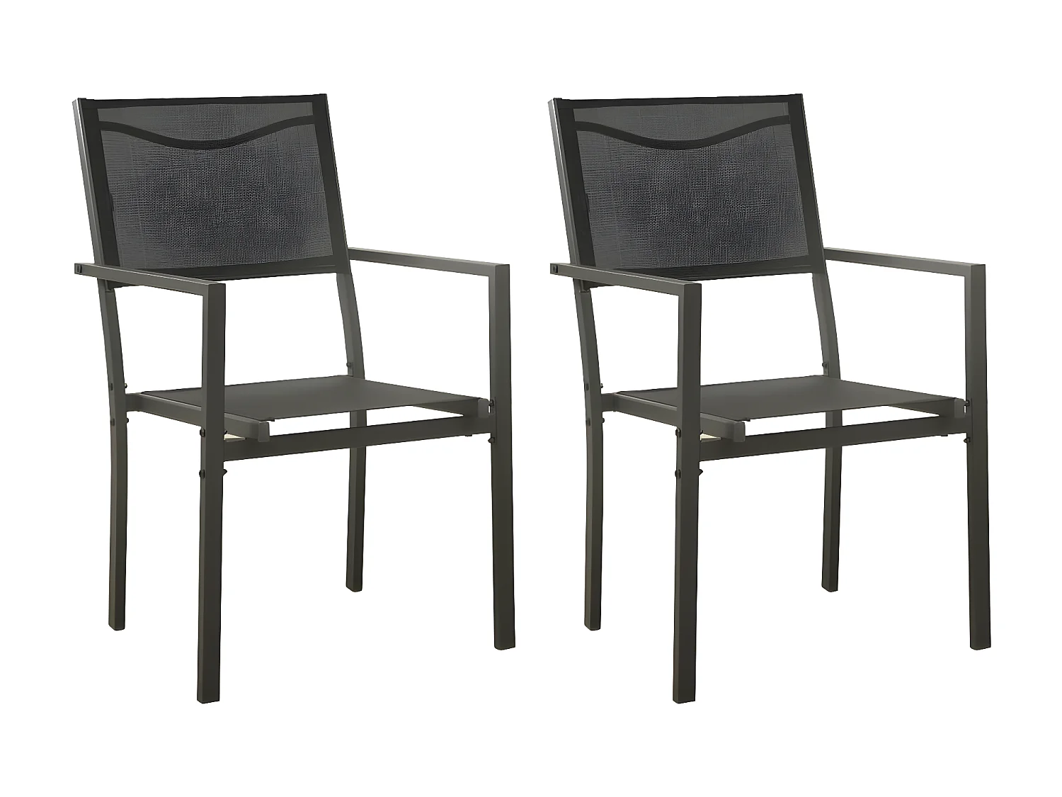 Chaises de jardin 2 pcs Textilène et acier Noir et anthracite SEF75394