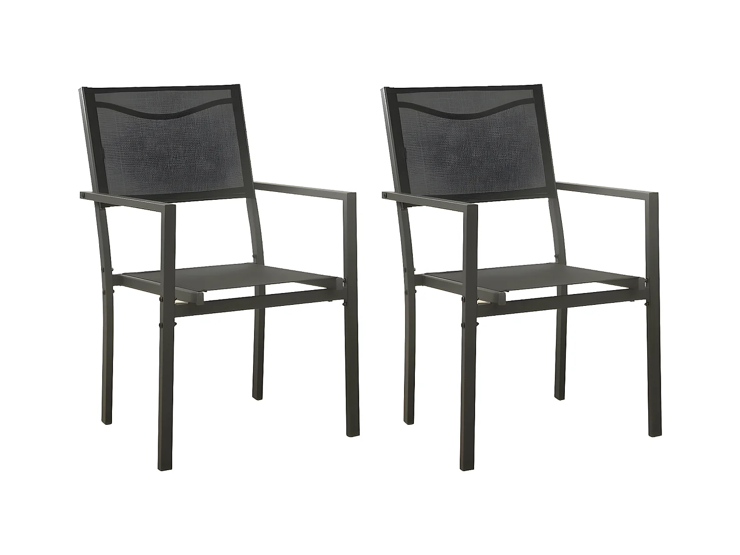 Chaises de jardin 2 pcs Textilène et acier Noir et anthracite SEF75394