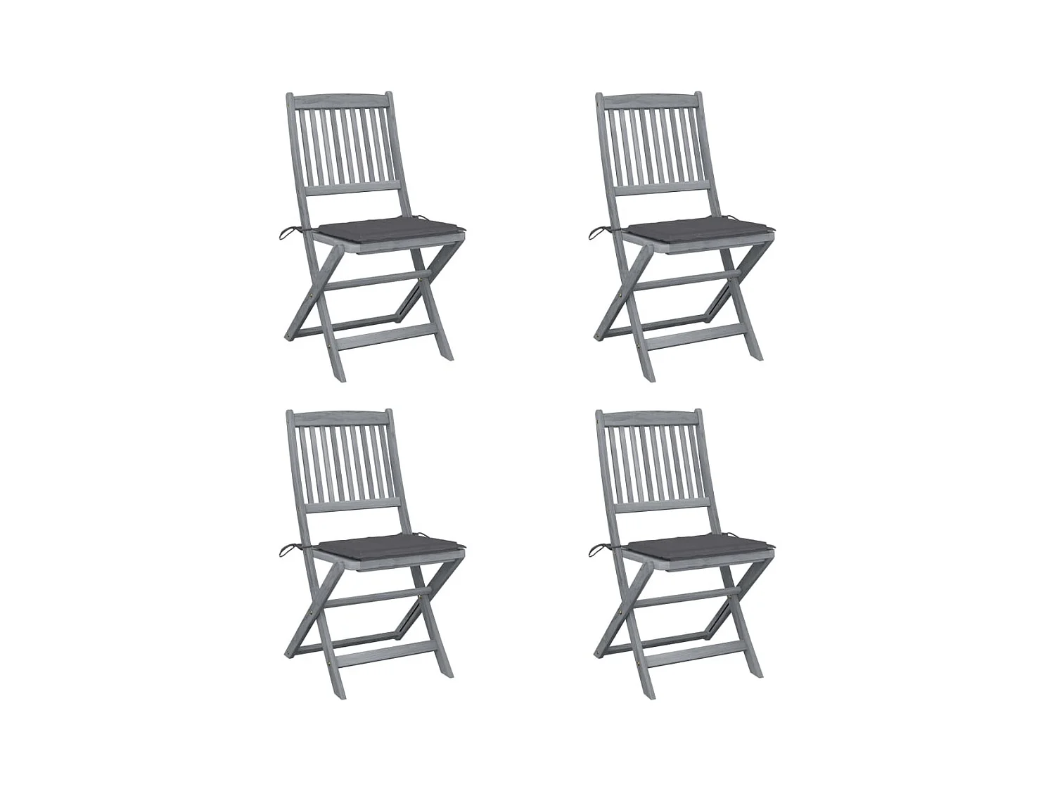 Chaises pliables d'extérieur 4 pcs avec coussins Bois d'acacia SEF23862