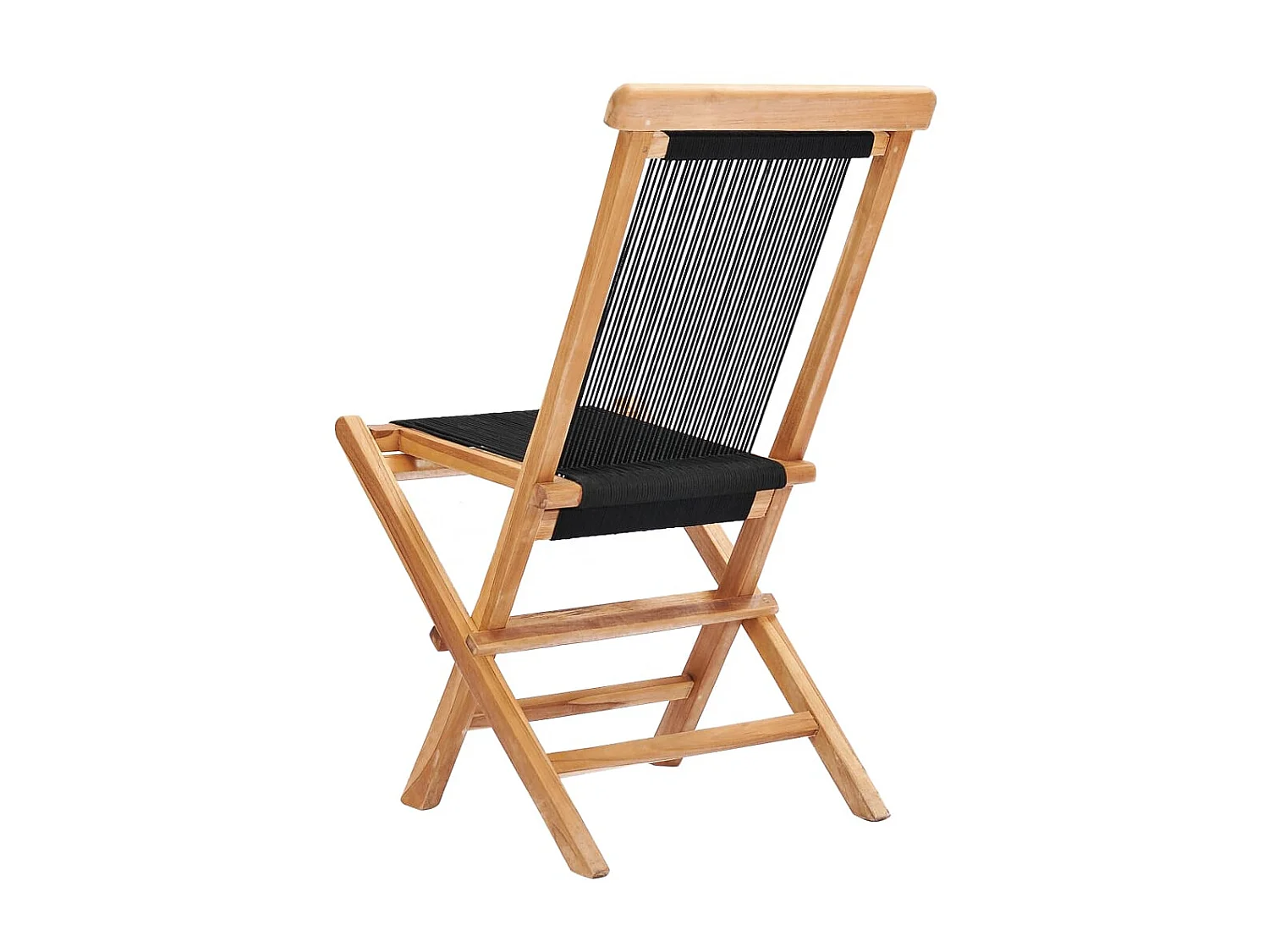 Chaises pliables de jardin 2 pcs Bois de teck solide et corde SEF40741