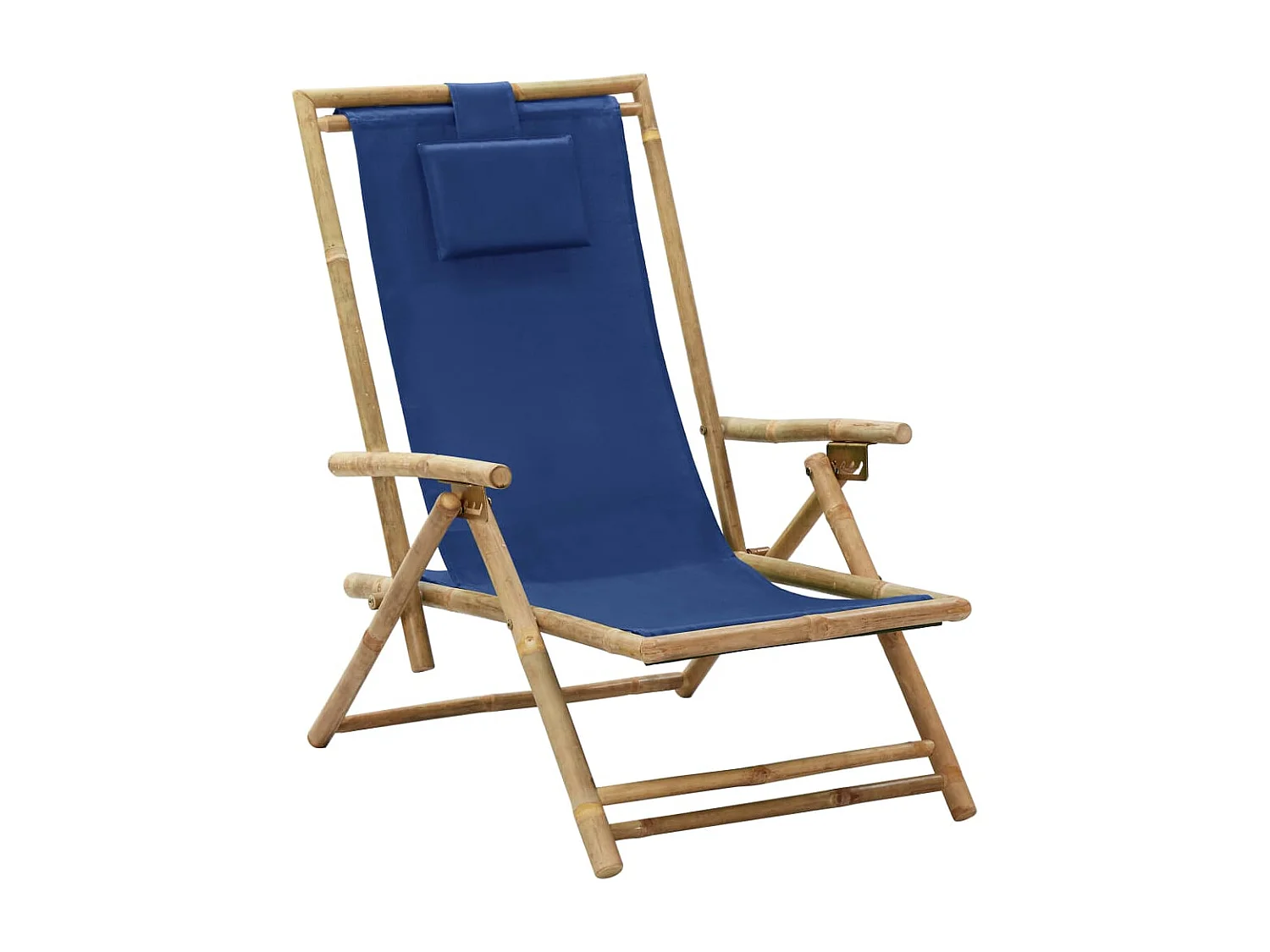 Chaise de jardin inclinable Bleu marine Bambou et tissu SEF60022