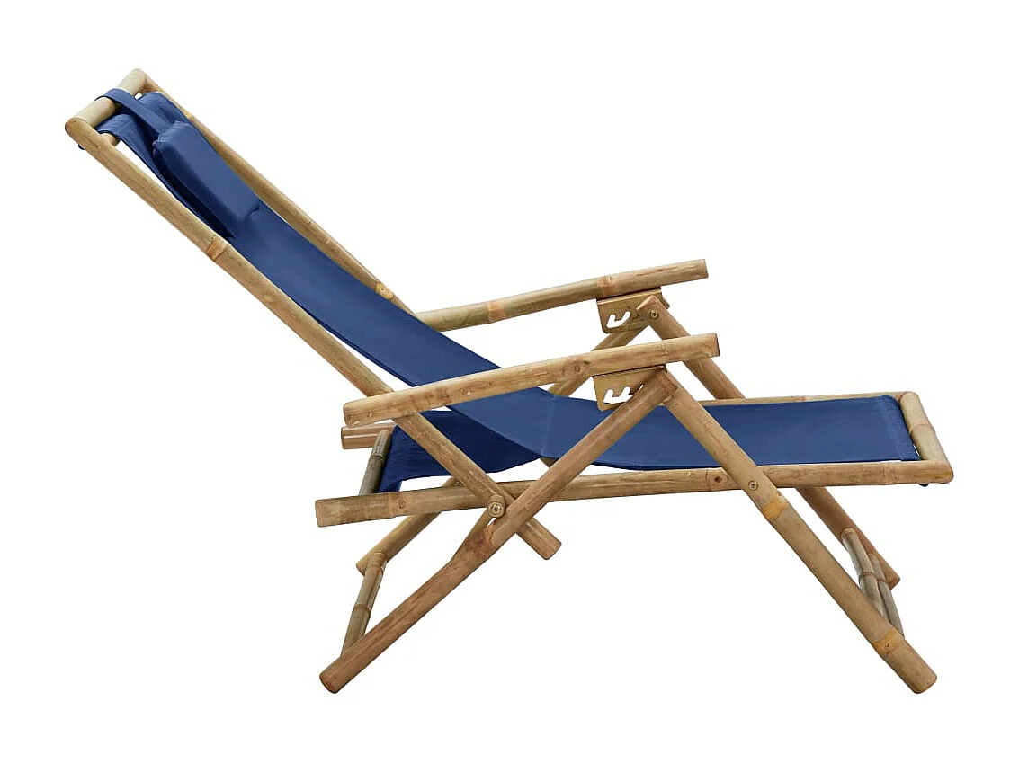 Chaise de jardin inclinable Bleu marine Bambou et tissu SEF60022