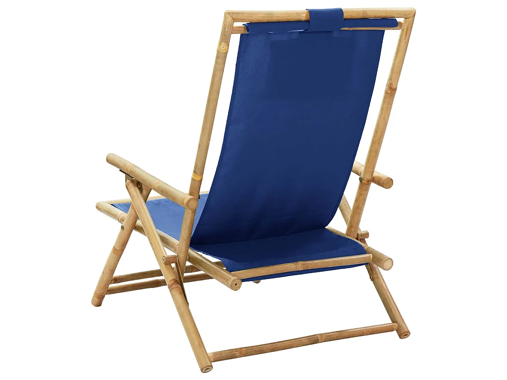Chaise de jardin inclinable Bleu marine Bambou et tissu SEF60022