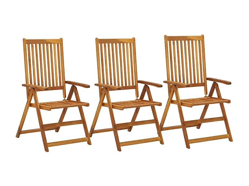 Chaises inclinables de jardin 3 pcs Bois solide d'acacia SEF35522