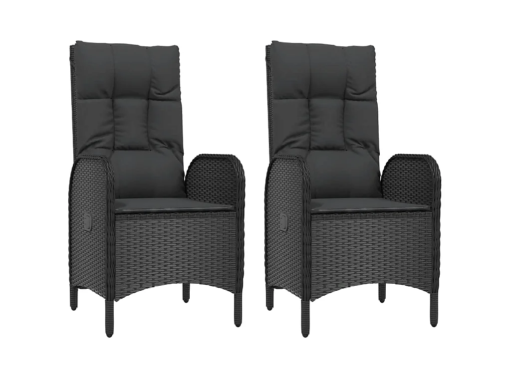 Chaises d'extérieur 2 pcs Résine tressée Noir SEF30951