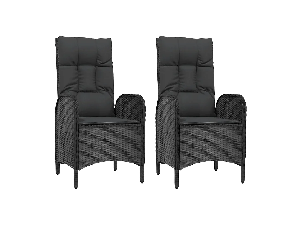 Chaises d'extérieur 2 pcs Résine tressée Noir SEF30951