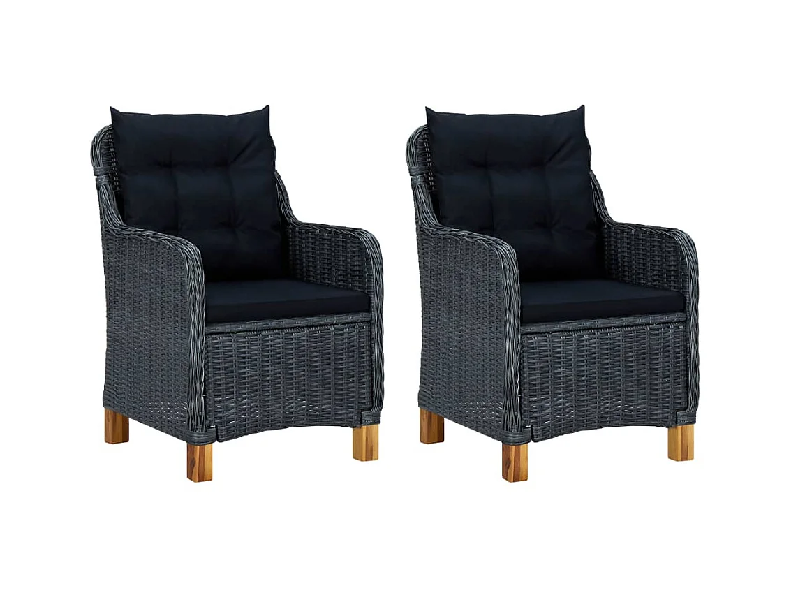 Chaises de jardin avec coussins 2 pcs Résine tressée Gris foncé SEF78897