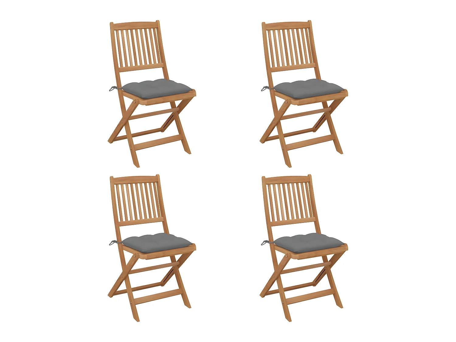 Chaises pliables de jardin 4 pcs avec coussins Bois d'acacia SEF65327