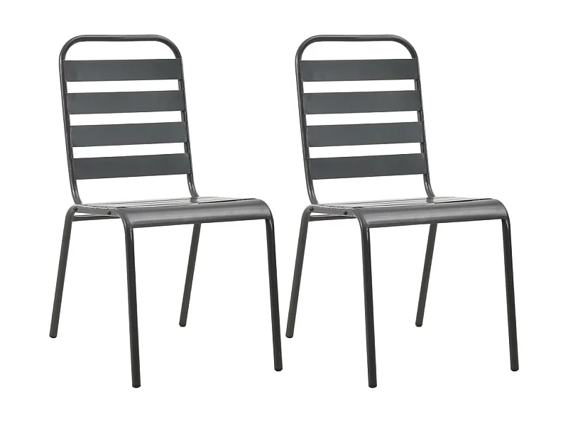 Chaises empilables de d'extérieur 2 pcs Acier Gris SEF47269