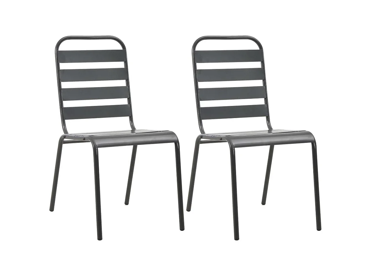 Chaises empilables de d'extérieur 2 pcs Acier Gris SEF47269