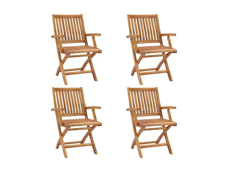 Chaises pliables de jardin 4 pcs Bois de teck solide SEF87207