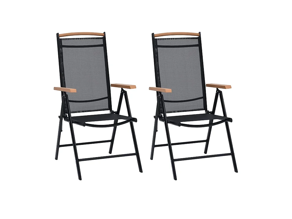 Chaises de jardin pliables 2 pcs aluminium et textilène noir SEF26737