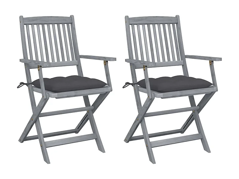Klappbare Gartenstühle 2 Stk.| Outdoor-Stuhl mit Kissen Massivholz Akazie -gkd398066