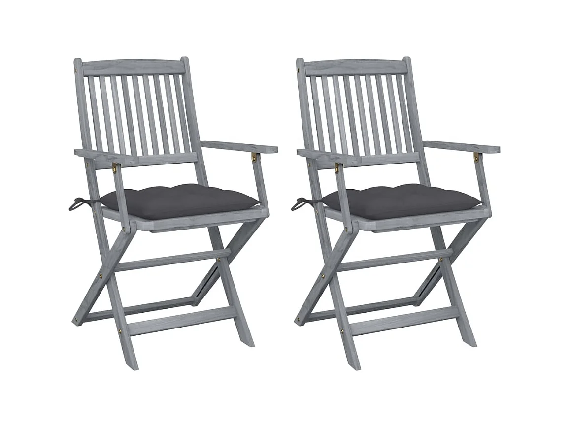 Tuinstoelen 2 st inklapbaar met kussens massief acaciahout NL69465