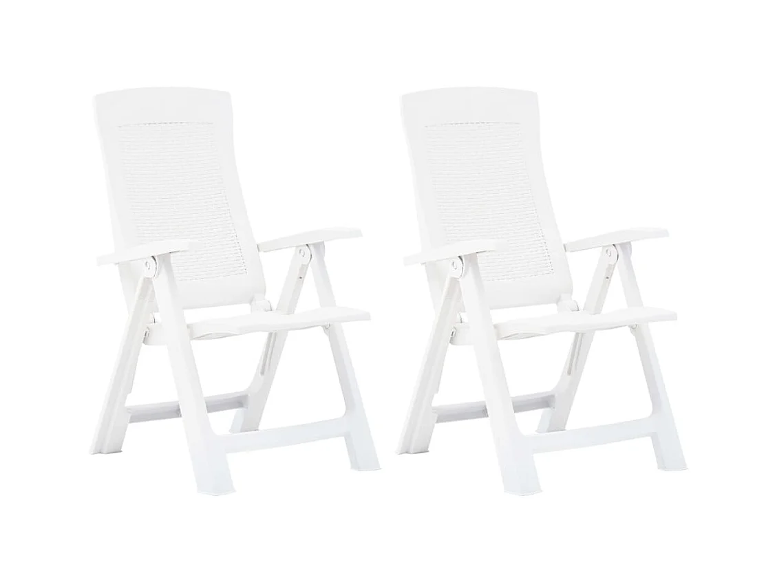 Chaises inclinables de jardin 2 pcs Plastique Blanc SEF17646