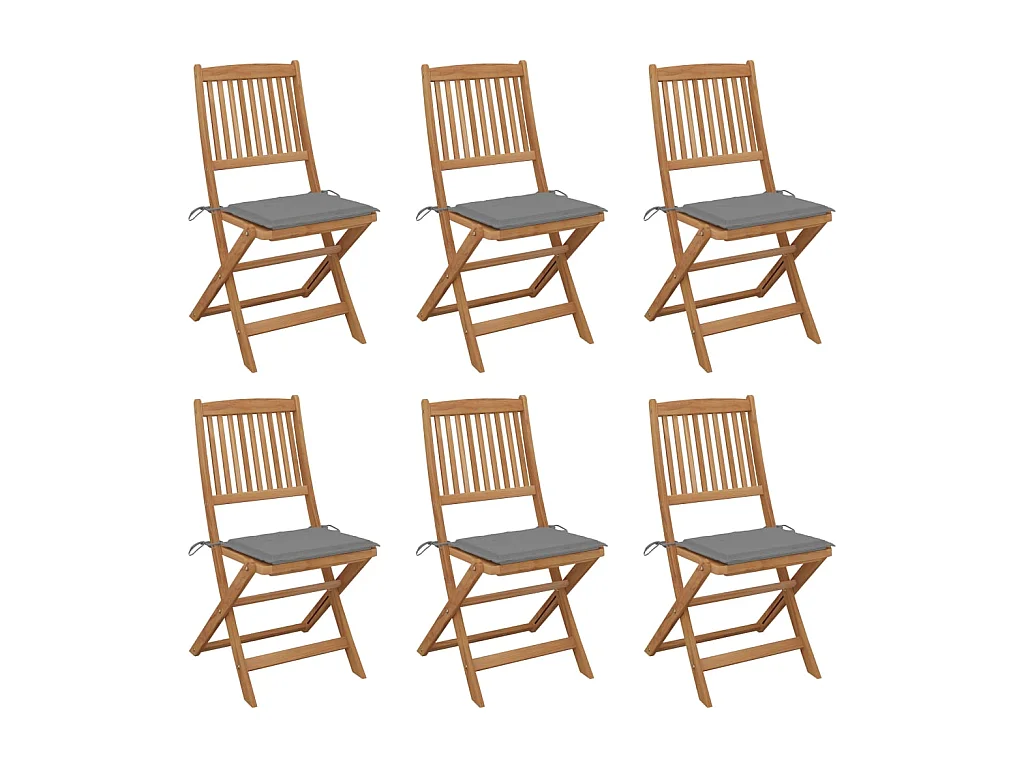 Chaises pliables de jardin 6 pcs avec coussins Bois d'acacia SEF87116
