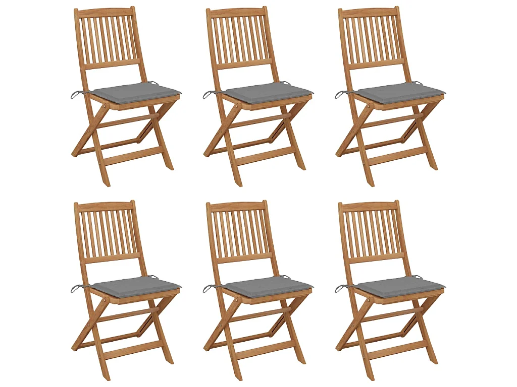 Klappbare Gartenstühle 6 Stk.| Outdoor-Stuhl mit Kissen Massivholz Akazie -gkd470573