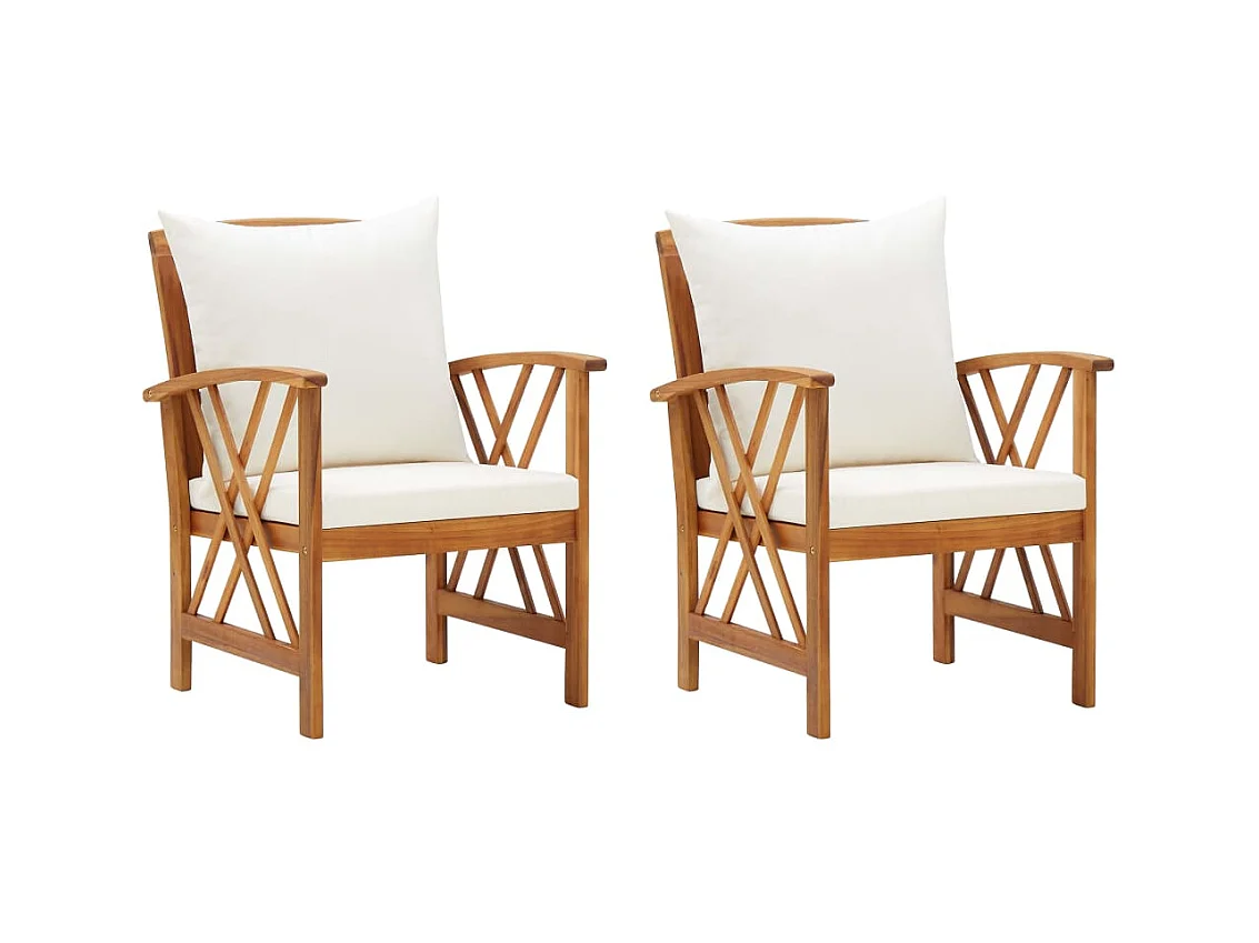 Chaises de jardin avec coussins 2 pcs Bois d'acacia massif SEF19261
