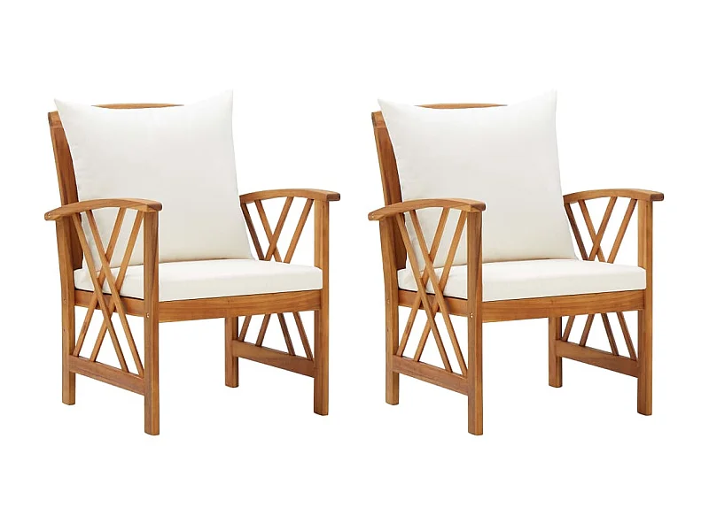 Chaises de jardin avec coussins 2 pcs Bois d'acacia massif SEF19261