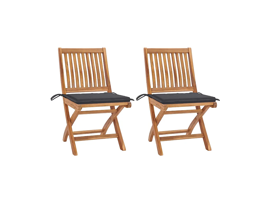 Chaises de jardin 2 pcs avec coussins anthracite Bois de teck SEF11466