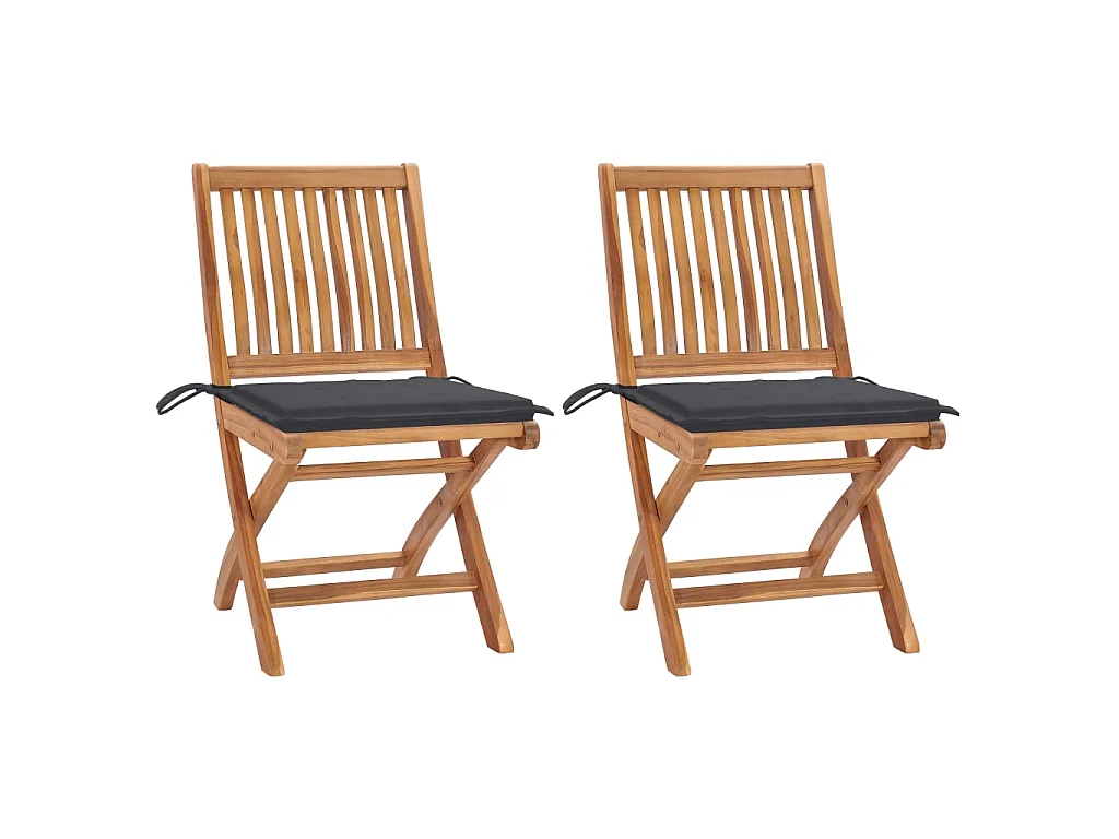 Chaises de jardin 2 pcs avec coussins anthracite Bois de teck SEF11466
