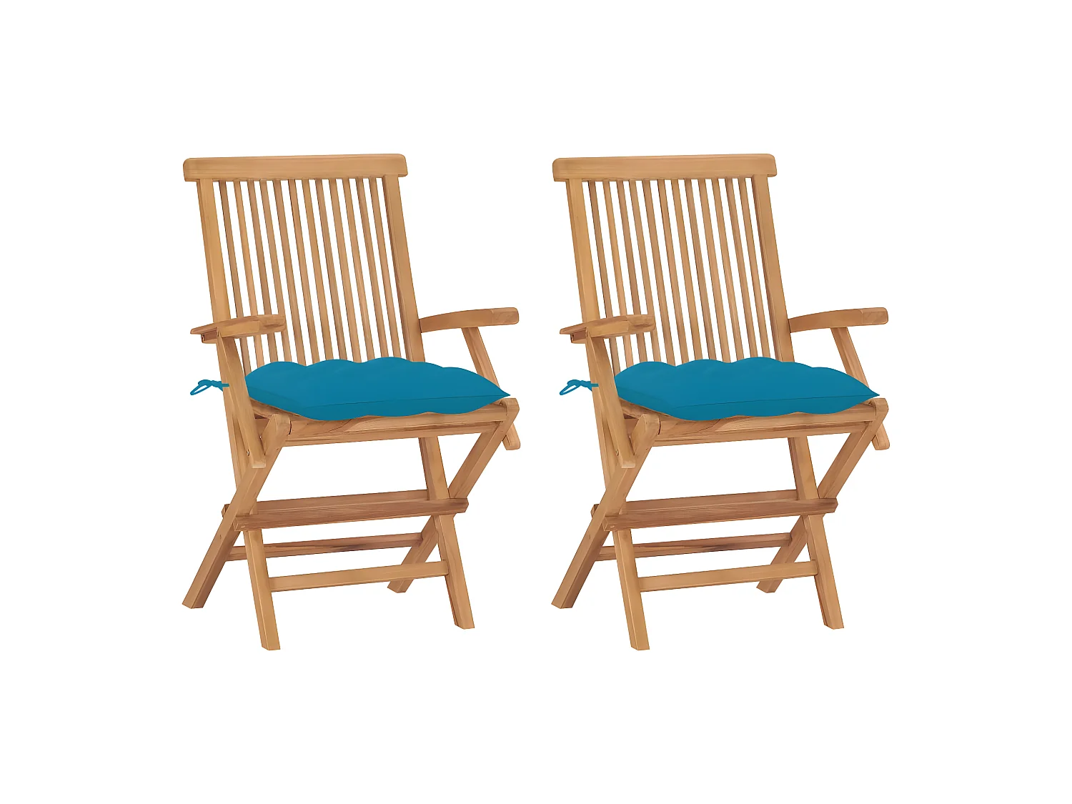 Chaises de jardin 2 pcs avec coussins bleu clair Teck massif SEF82401