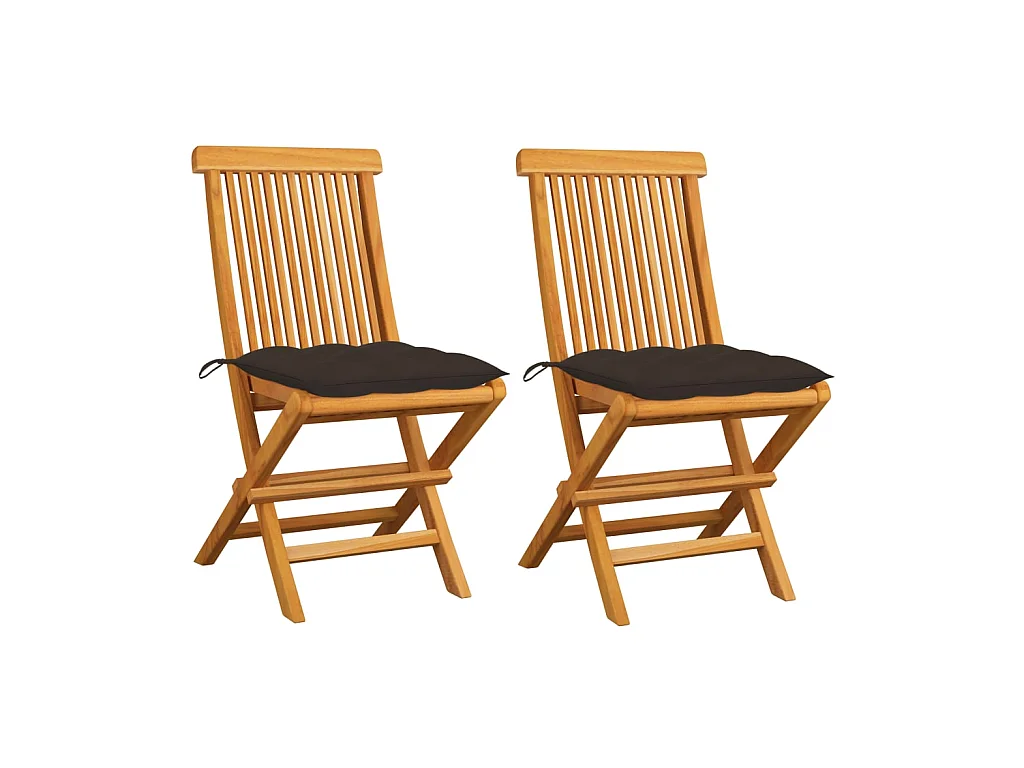 Chaises de jardin avec coussins taupe 2 pcs Bois de teck massif SEF35572