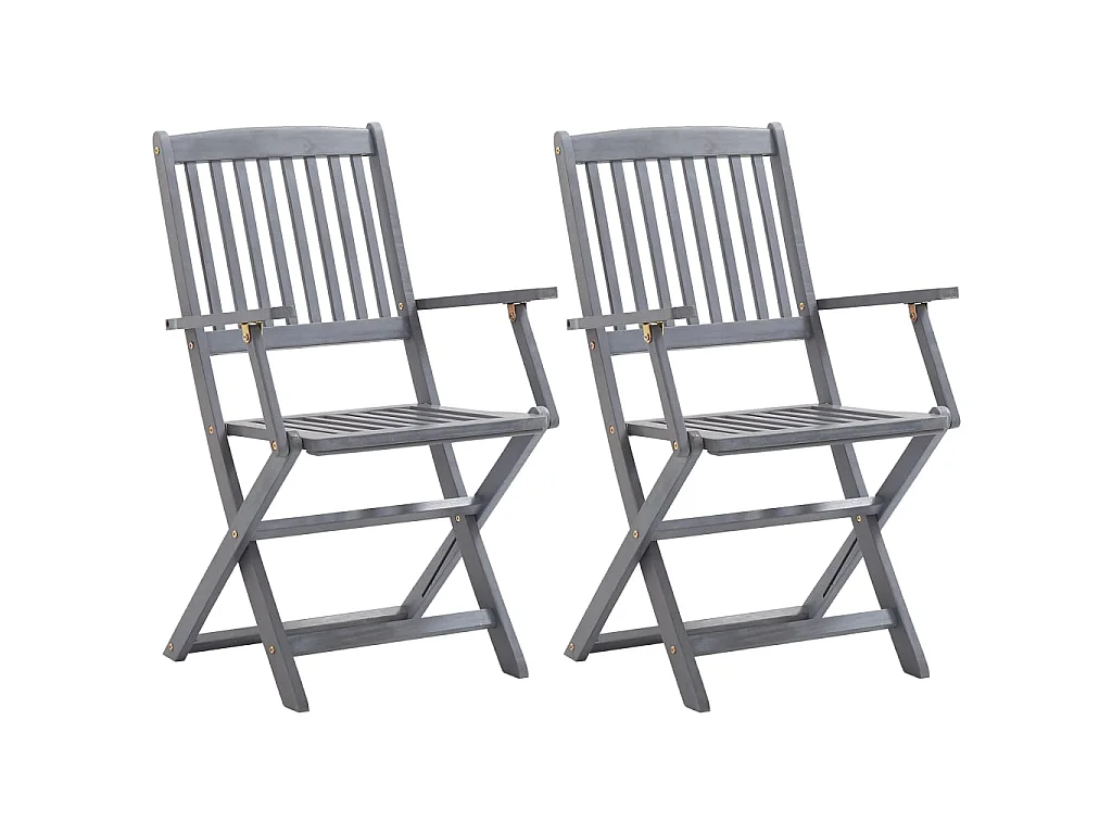 Chaises pliables d'extérieur 2 pcs avec coussins Bois d'acacia SEF75847