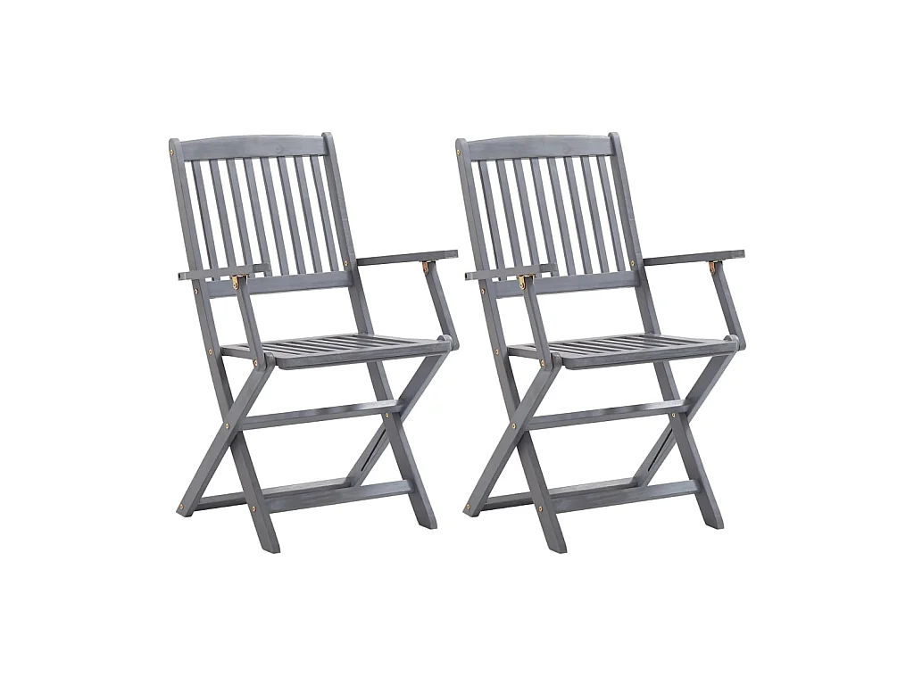 Chaises pliables d'extérieur 2 pcs avec coussins Bois d'acacia SEF75847