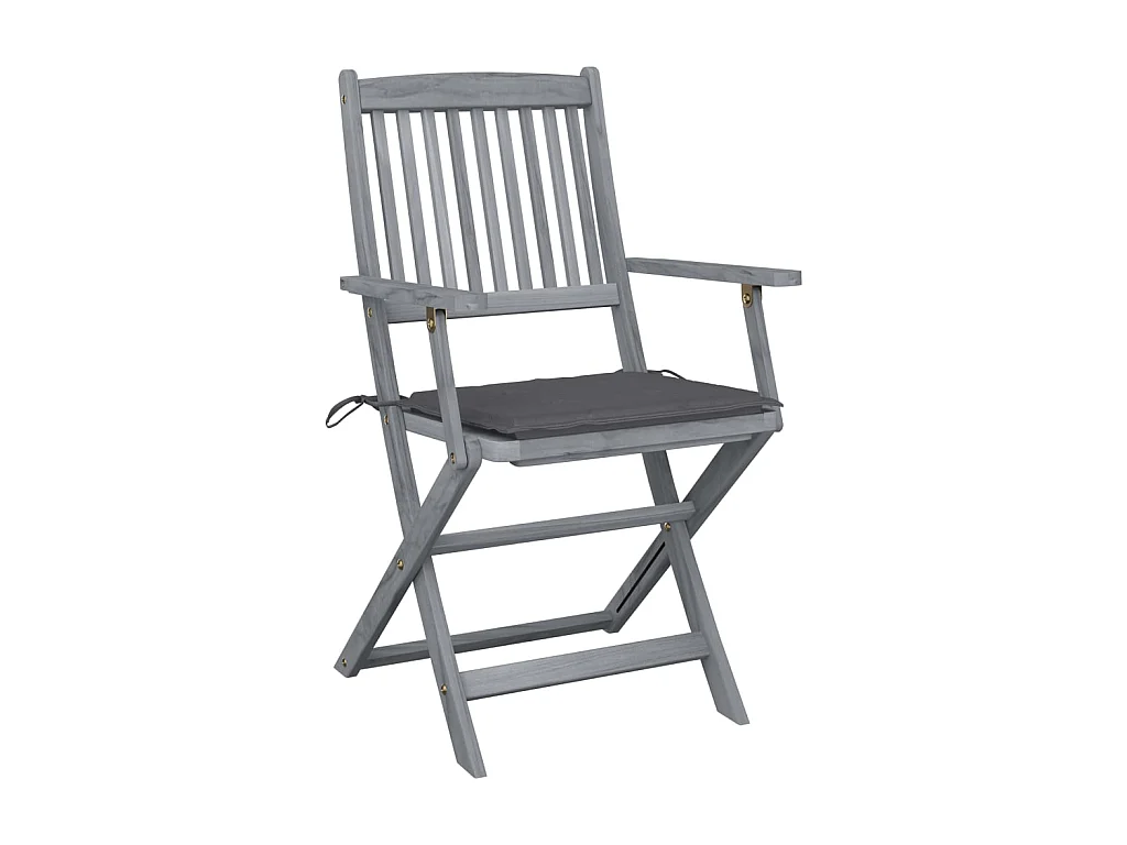 Chaises pliables d'extérieur 2 pcs avec coussins Bois d'acacia SEF75847