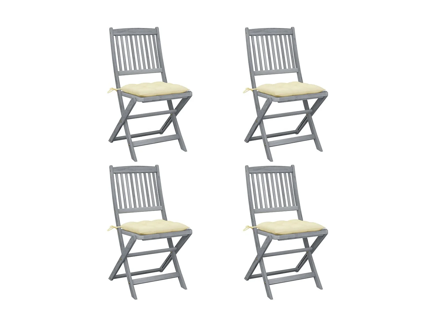 Chaises pliables d'extérieur 4 pcs avec coussins Bois d'acacia SEF51247