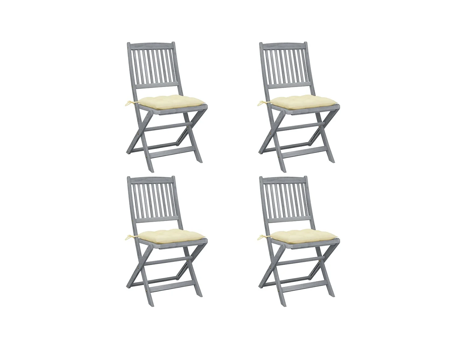 Chaises pliables d'extérieur 4 pcs avec coussins Bois d'acacia SEF51247
