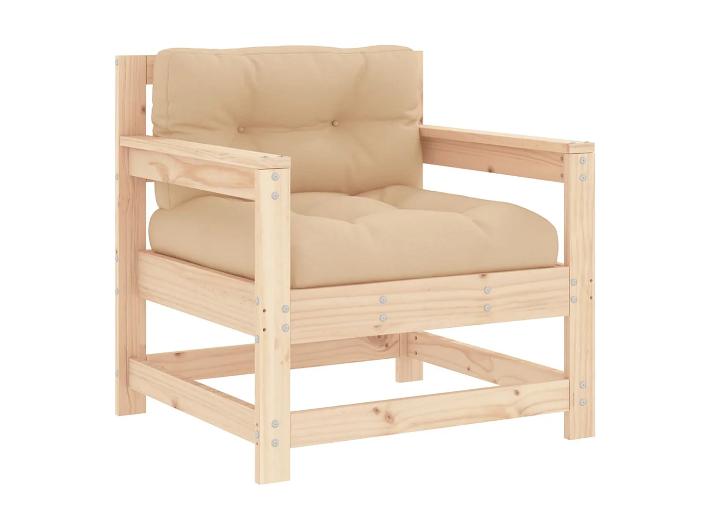 lot de 2 Chaises de jardin avec coussins bois de pin massif PWRS40558