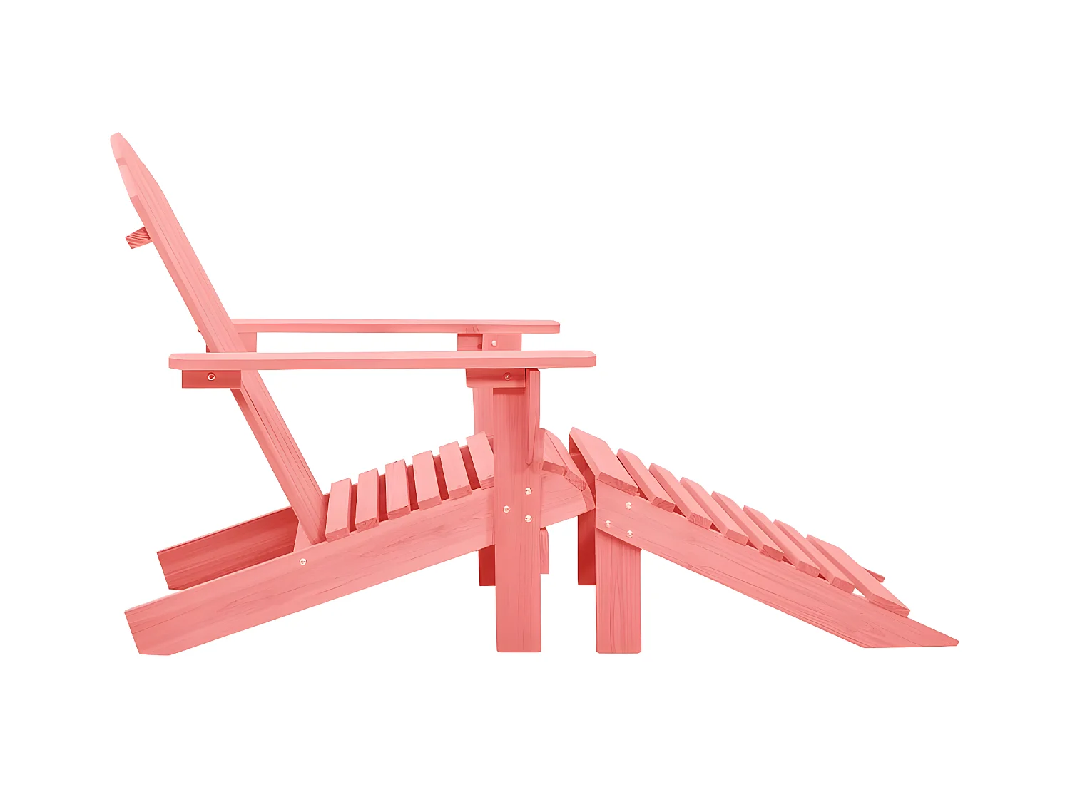 Tuinstoel Adirondack met voetenbank massief vurenhout roze NL446946