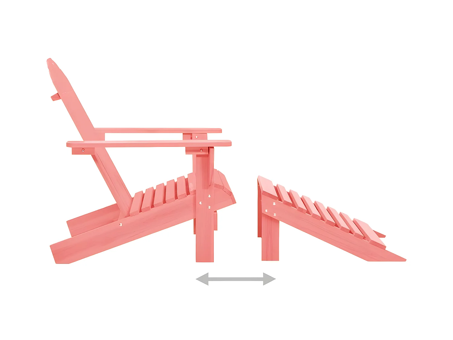 Tuinstoel Adirondack met voetenbank massief vurenhout roze NL446946