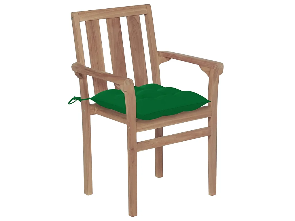 Tuinstoelen 2 st met groene kussens massief teakhout NL75864