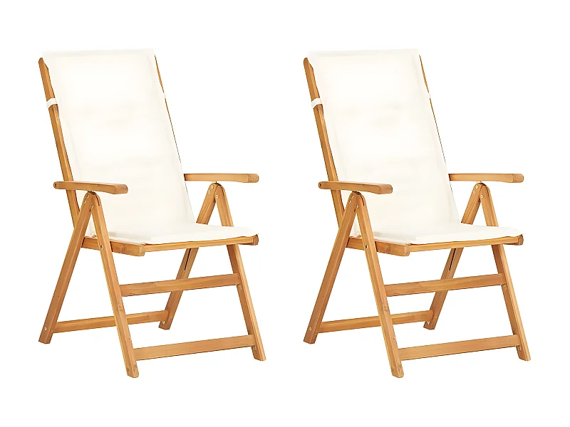 Chaises inclinables de jardin 2 pcs Marron Bois solide d'acacia SEF80243