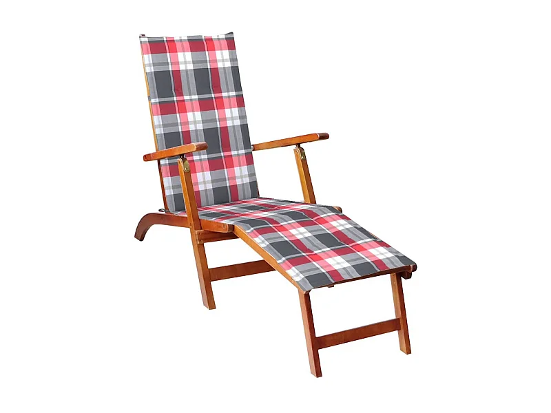 Chaise de terrasse avec repose-pied et coussin Acacia solide SEF21291