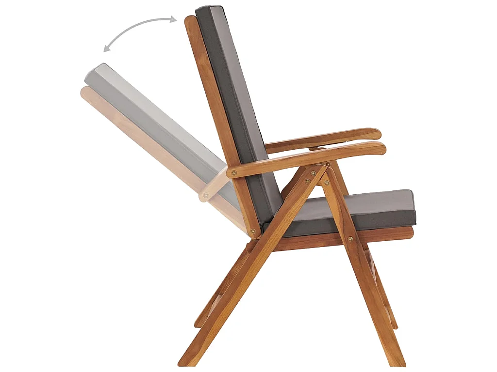 Sillas de jardín reclinables y cojines 2 uds teca maciza gris ES76598