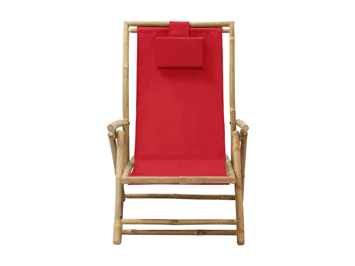 Chaise de jardin inclinable Rouge Bambou et tissu SEF61203