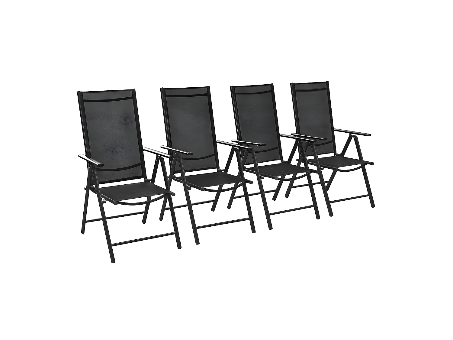 Chaises pliables de jardin 4 pcs Aluminium et textilène Noir SEF53197
