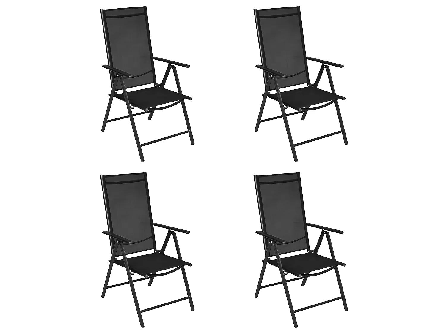 Chaises pliables de jardin 4 pcs Aluminium et textilène Noir SEF53197
