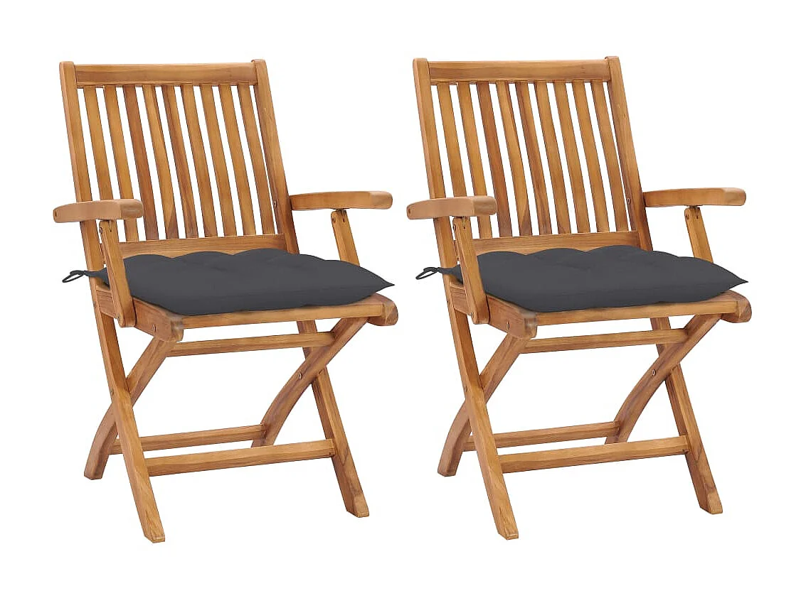 Chaises de jardin 2 pcs avec coussins anthracite Bois de teck SEF97364